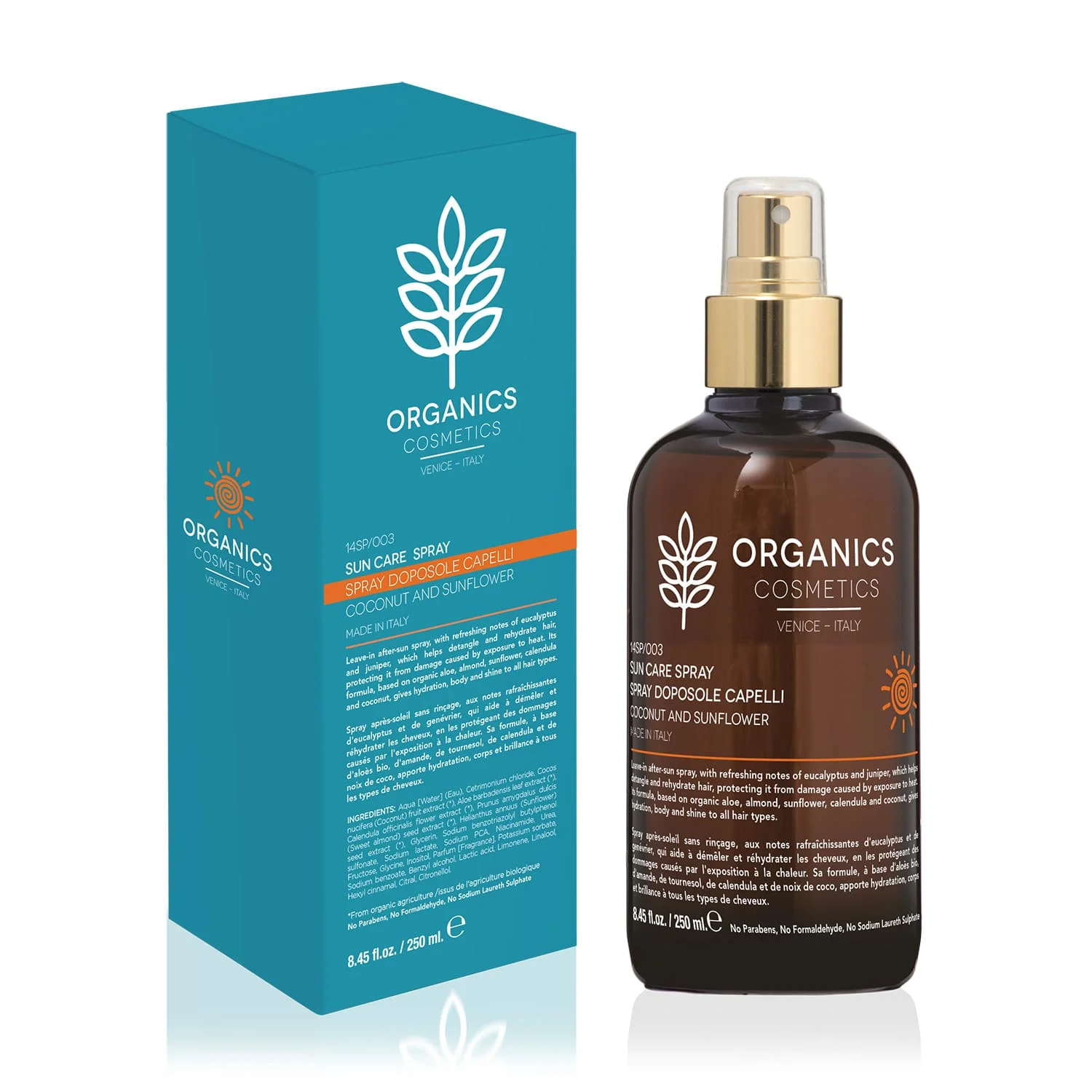 Sun Care Spray spray doposole capelli coconut and sunflower Organics Pharm
